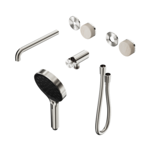 Nero Serenity Progressive Shower System With Spout With Rome Travertine Handle And Serenity Hand Shower Trim Kit Only Brushed Nickel - 24E087BN