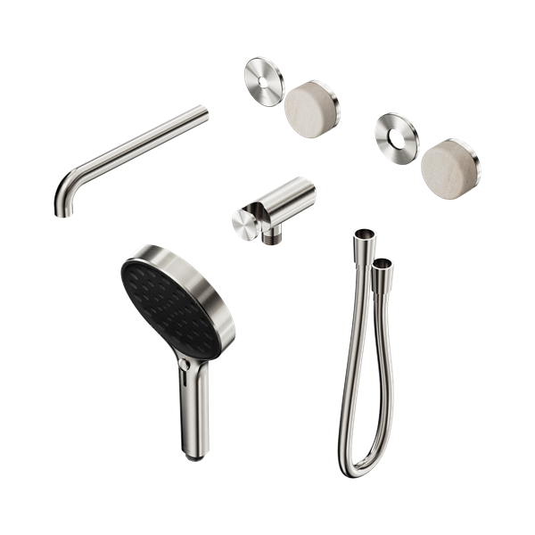 Nero Serenity Progressive Shower System With Spout With Rome Travertine Handle And Serenity Hand Shower Trim Kit Only Brushed Nickel - 24E087BN