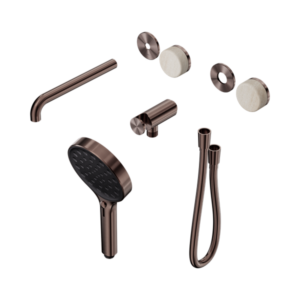 Nero Serenity Progressive Shower System With Spout With Rome Travertine Handle And Serenity Hand Shower Trim Kit Only Brushed Bronze - 24E087BZ