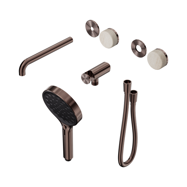 Nero Serenity Progressive Shower System With Spout With Rome Travertine Handle And Serenity Hand Shower Trim Kit Only Brushed Bronze - 24E087BZ