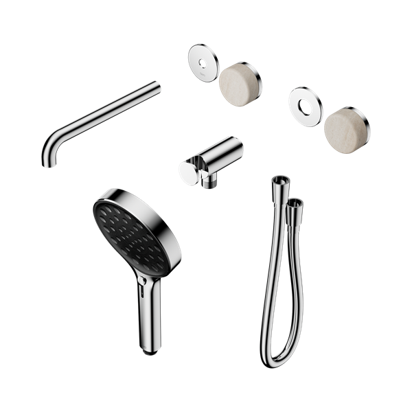 Nero Serenity Progressive Shower System With Spout With Rome Travertine Handle And Serenity Hand Shower Trim Kit Only Chrome - 24E087CH