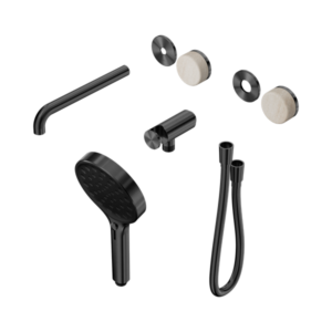 Nero Serenity Progressive Shower System With Spout With Rome Travertine Handle And Serenity Hand Shower Trim Kit Only Gun Metal - 24E087GM