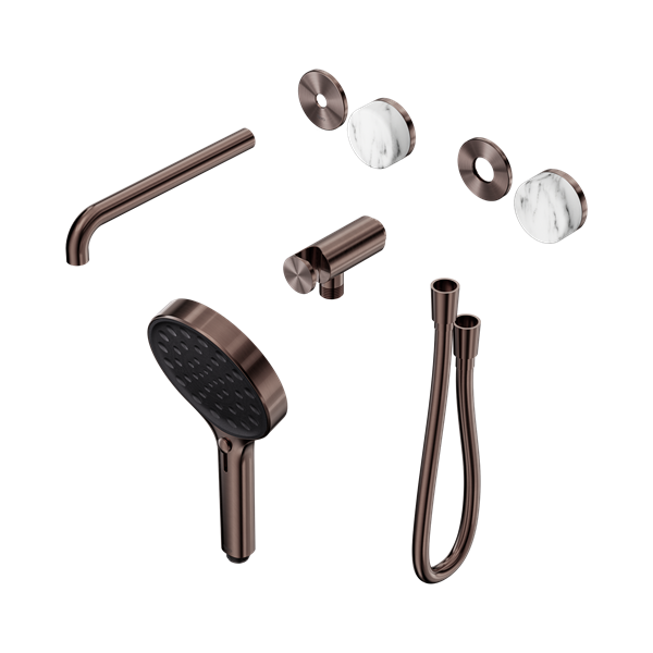Nero Serenity Progressive Shower System With Spout With Arabescato Corchia Handle And Serenity Hand Shower Trim Kit Only Brushed Bronze - 24E088BZ
