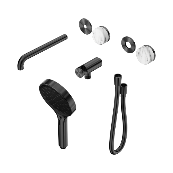 Nero Serenity Progressive Shower System With Spout With Arabescato Corchia Handle And Serenity Hand Shower Trim Kit Only Gun Metal - 24E088GM