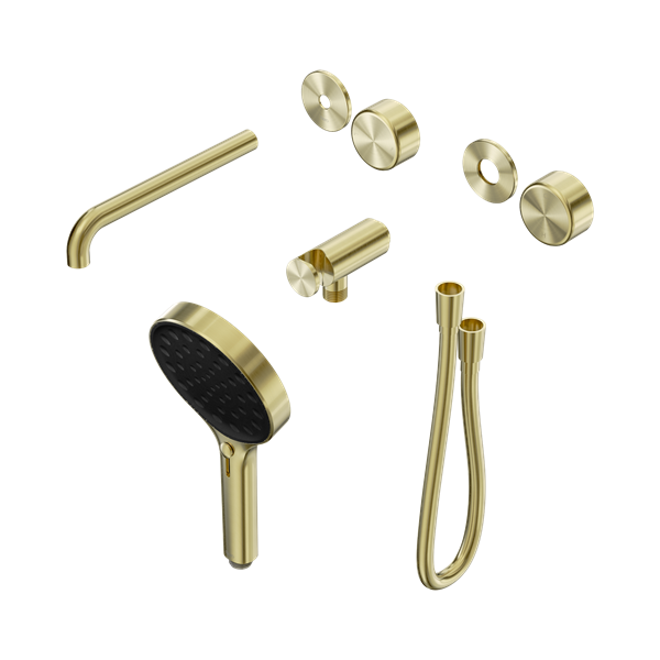 Nero Serenity Progressive Shower System With Spout With Metal Handle And Serenity Hand Shower Trim Kit Only Brushed Gold - 24E090BG