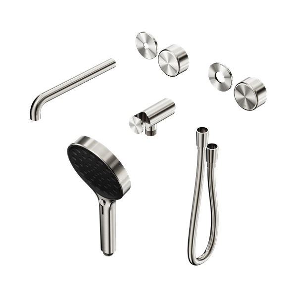 Nero Serenity Progressive Shower System With Spout With Metal Handle And Serenity Hand Shower Trim Kit Only Brushed Nickel - 24E090BN