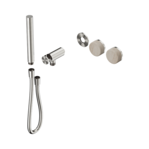 Nero Serenity Progressive Shower System With Rome Travertine Handle And Slim Shower Trim Kit Only Brushed Nickel - 24E093BN