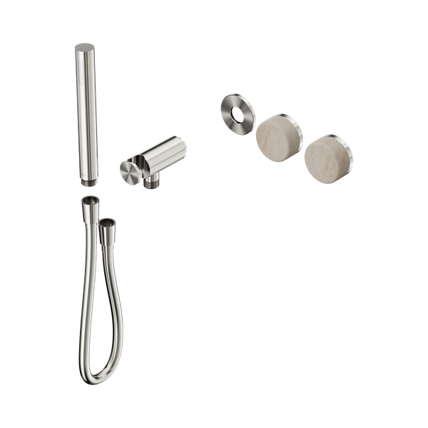 Nero Serenity Progressive Shower System With Rome Travertine Handle And Slim Shower Trim Kit Only Brushed Nickel - 24E093BN