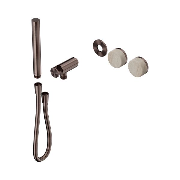 Nero Serenity Progressive Shower System With Rome Travertine Handle And Slim Shower Trim Kit Only Brushed Bronze - 24E093BZ