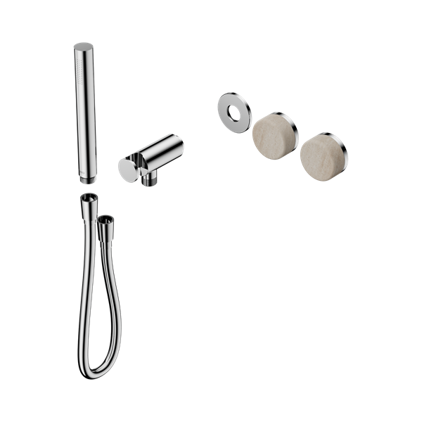 Nero Serenity Progressive Shower System With Rome Travertine Handle And Slim Shower Trim Kit Only Chrome - 24E093CH