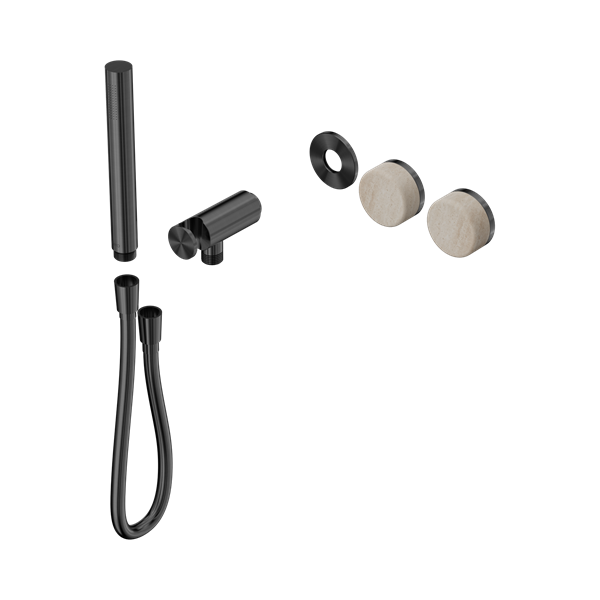 Nero Serenity Progressive Shower System With Rome Travertine Handle And Slim Shower Trim Kit Only Gun Metal - 24E093GM