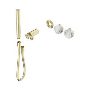 Nero Serenity Progressive Shower System With Arabescato Corchia Handle And Slim Shower Trim Kit Only Brushed Gold - 24E094BG