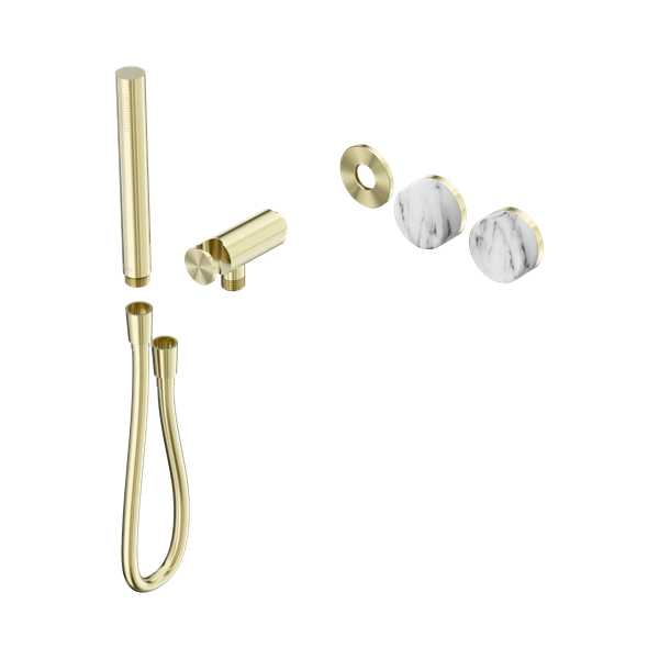 Nero Serenity Progressive Shower System With Arabescato Corchia Handle And Slim Shower Trim Kit Only Brushed Gold - 24E094BG