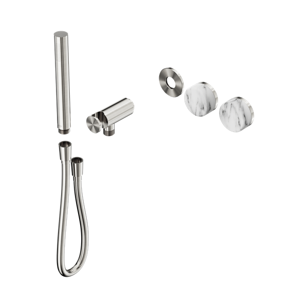 Nero Serenity Progressive Shower System With Arabescato Corchia Handle And Slim Shower Trim Kit Only Brushed Nickel - 24E094BN