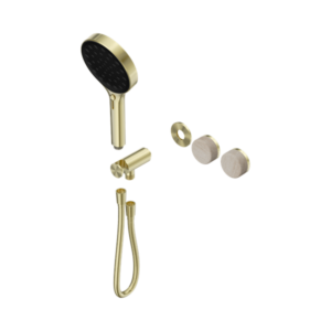 Nero Serenity Progressive Shower System With Rome Travertine Handle And Serenity Hand Shower Trim Kit Only Brushed Gold - 24E099BG