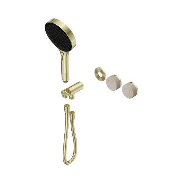Nero Serenity Progressive Shower System With Rome Travertine Handle And Serenity Hand Shower Trim Kit Only Brushed Gold - 24E099BG
