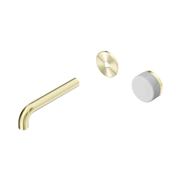Nero Serenity Progressive Wall Basin Mixer 160mm Spout With Carrara Handle Trim Kit Only Brushed Gold - 24E103BG