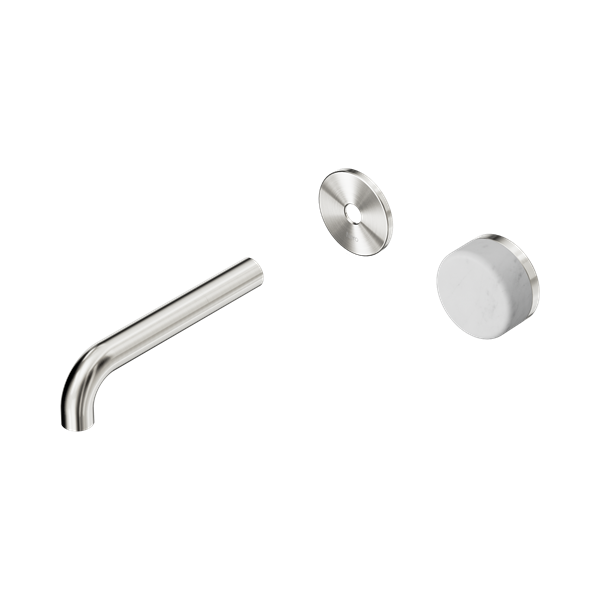 Nero Serenity Progressive Wall Basin Mixer 160mm Spout With Carrara Handle Trim Kit Only Brushed Nickel - 24E103BN