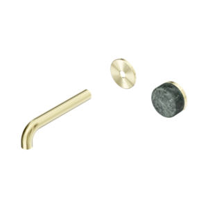 Nero Serenity Progressive Wall Basin Mixer 160mm Spout With Verde Alpi Handle Trim Kit Only Brushed Gold - 24E104BG
