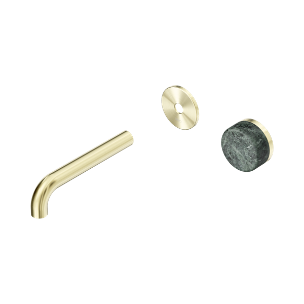 Nero Serenity Progressive Wall Basin Mixer 160mm Spout With Verde Alpi Handle Trim Kit Only Brushed Gold - 24E104BG