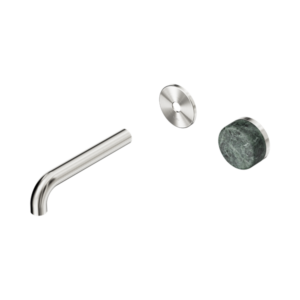 Nero Serenity Progressive Wall Basin Mixer 160mm Spout With Verde Alpi Handle Trim Kit Only Brushed Nickel - 24E104BN