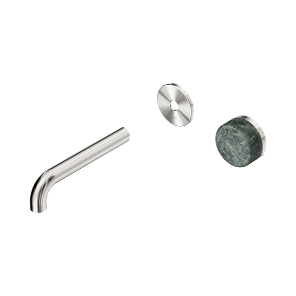 Nero Serenity Progressive Wall Basin Mixer 160mm Spout With Verde Alpi Handle Trim Kit Only Brushed Nickel - 24E104BN