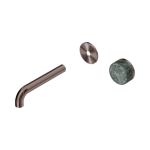 Nero Serenity Progressive Wall Basin Mixer 160mm Spout With Verde Alpi Handle Trim Kit Only Brushed Bronze - 24E104BZ