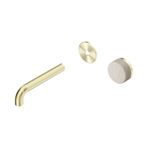 Nero Serenity Progressive Wall Basin Mixer 160mm Spout With Rome Travertine Handle Trim Kit Only Brushed Gold - 24E105BG