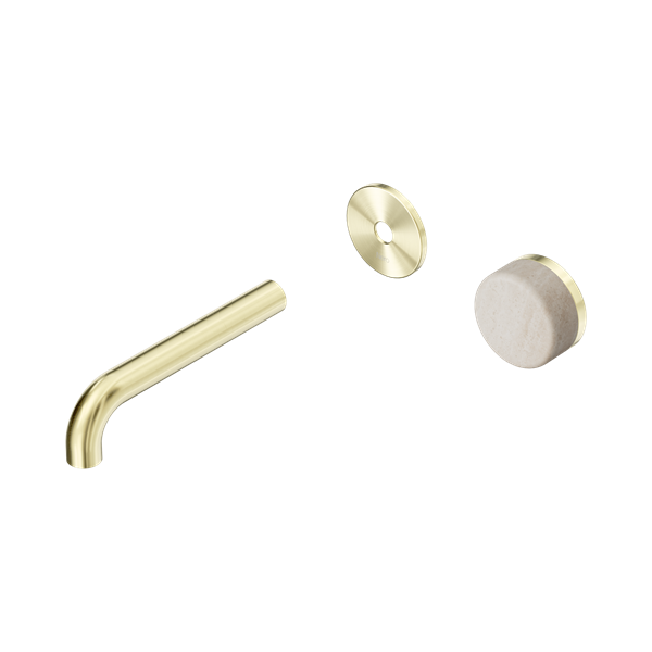 Nero Serenity Progressive Wall Basin Mixer 160mm Spout With Rome Travertine Handle Trim Kit Only Brushed Gold - 24E105BG