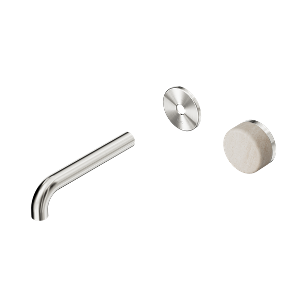 Nero Serenity Progressive Wall Basin Mixer 160mm Spout With Rome Travertine Handle Trim Kit Only Brushed Nickel - 24E105BN