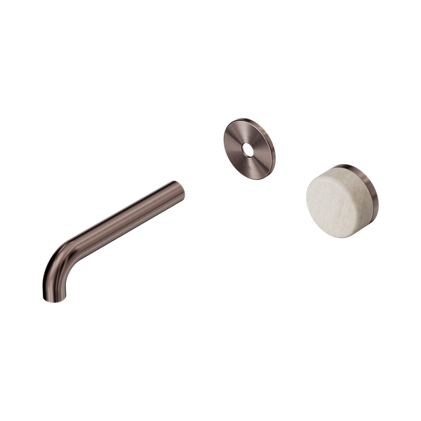 Nero Serenity Progressive Wall Basin Mixer 160mm Spout With Rome Travertine Handle Trim Kit Only Brushed Bronze - 24E105BZ