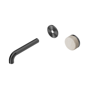 Nero Serenity Progressive Wall Basin Mixer 160mm Spout With Rome Travertine Handle Trim Kit Only Gun Metal - 24E105GM