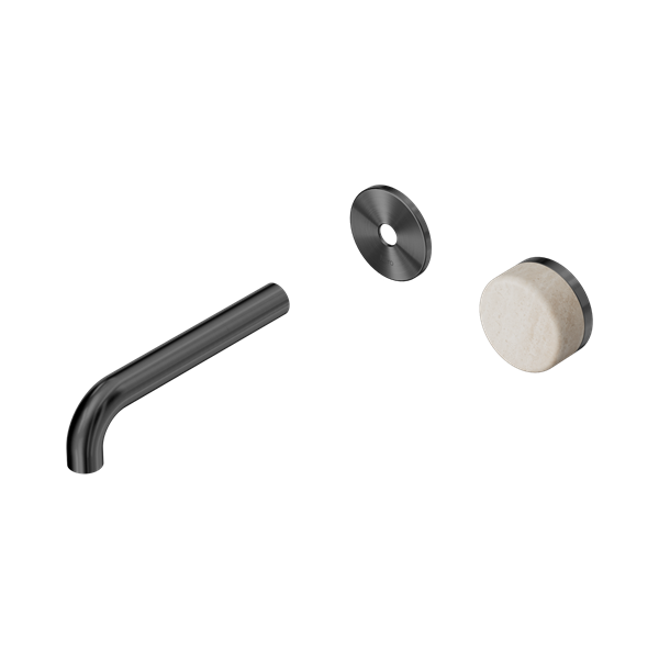 Nero Serenity Progressive Wall Basin Mixer 160mm Spout With Rome Travertine Handle Trim Kit Only Gun Metal - 24E105GM