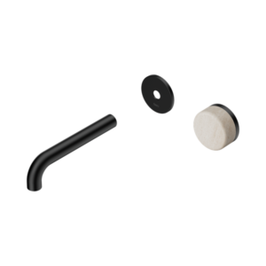 Nero Serenity Progressive Wall Basin Mixer 160mm Spout With Rome Travertine Handle Trim Kit Only Matte Black - 24E105MB