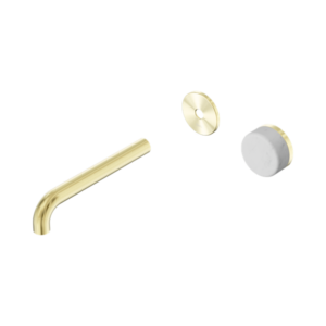 Nero Serenity Progressive Wall Basin Mixer 185mm Spout With Carrara Handle Trim Kit Only Brushed Gold - 24E109BG