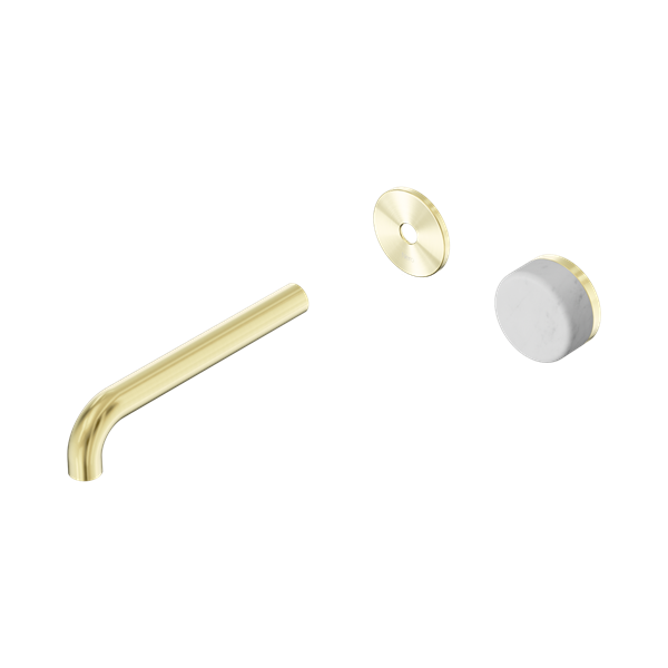 Nero Serenity Progressive Wall Basin Mixer 185mm Spout With Carrara Handle Trim Kit Only Brushed Gold - 24E109BG