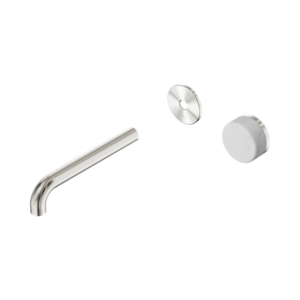 Nero Serenity Progressive Wall Basin Mixer 185mm Spout With Carrara Handle Trim Kit Only Brushed Nickel - 24E109BN