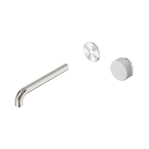 Nero Serenity Progressive Wall Basin Mixer 185mm Spout With Carrara Handle Trim Kit Only Brushed Nickel - 24E109BN