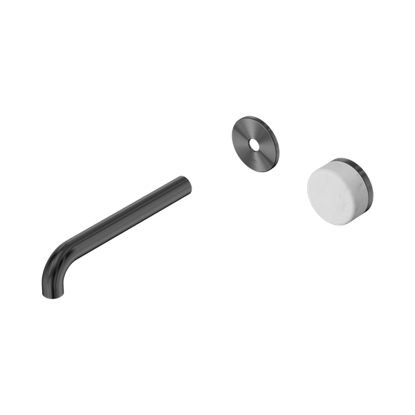 Nero Serenity Progressive Wall Basin Mixer 185mm Spout With Carrara Handle Trim Kit Only Gun Metal - 24E109GM