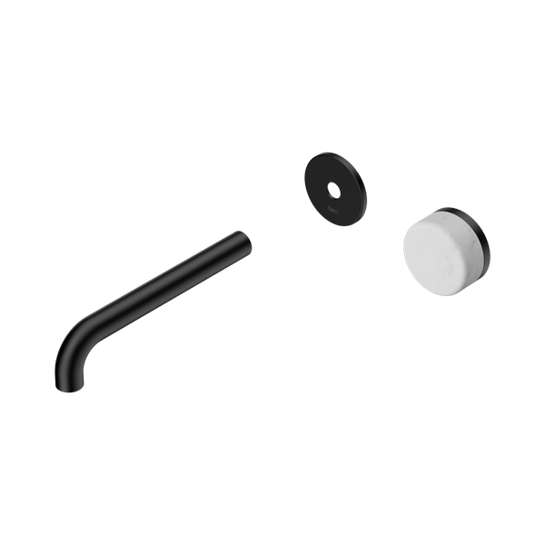 Nero Serenity Progressive Wall Basin Mixer 185mm Spout With Carrara Handle Trim Kit Only Matte Black - 24E109MB
