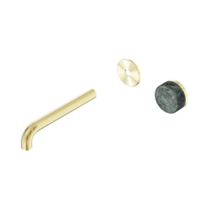 Nero Serenity Progressive Wall Basin Mixer 185mm Spout With Verde Alpi Handle Trim Kit Only Brushed Gold - 24E110BG
