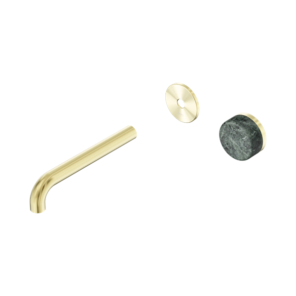 Nero Serenity Progressive Wall Basin Mixer 185mm Spout With Verde Alpi Handle Trim Kit Only Brushed Gold - 24E110BG