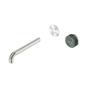 Nero Serenity Progressive Wall Basin Mixer 185mm Spout With Verde Alpi Handle Trim Kit Only Brushed Nickel - 24E110BN