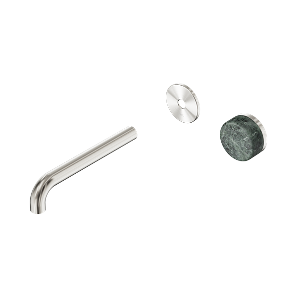 Nero Serenity Progressive Wall Basin Mixer 185mm Spout With Verde Alpi Handle Trim Kit Only Brushed Nickel - 24E110BN