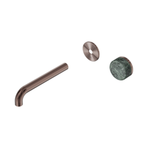 Nero Serenity Progressive Wall Basin Mixer 185mm Spout With Verde Alpi Handle Trim Kit Only Brushed Bronze - 24E110BZ