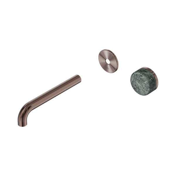 Nero Serenity Progressive Wall Basin Mixer 185mm Spout With Verde Alpi Handle Trim Kit Only Brushed Bronze - 24E110BZ
