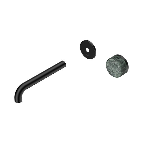 Nero Serenity Progressive Wall Basin Mixer 185mm Spout With Verde Alpi Handle Trim Kit Only Matte Black - 24E110MB
