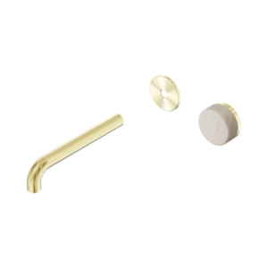 Nero Serenity Progressive Wall Basin Mixer 185mm Spout With Rome Travertine Handle Trim Kit Only Brushed Gold - 24E111BG