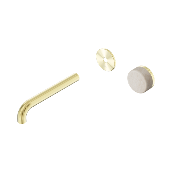 Nero Serenity Progressive Wall Basin Mixer 185mm Spout With Rome Travertine Handle Trim Kit Only Brushed Gold - 24E111BG