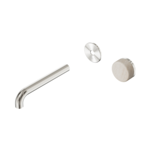 Nero Serenity Progressive Wall Basin Mixer 185mm Spout With Rome Travertine Handle Trim Kit Only Brushed Nickel - 24E111BN